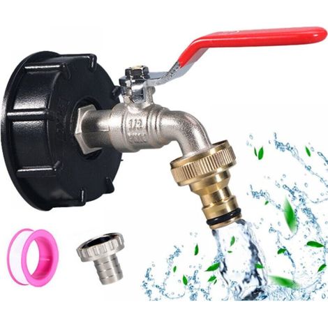 Ymyny 1000l Tankhahn, Verchromter Messing-hahnanschluss, S60x6 Ibc-hahnanschluss, Gartenhahn Für Regenwassertank (1/2"-adapter), Für Tankadapter