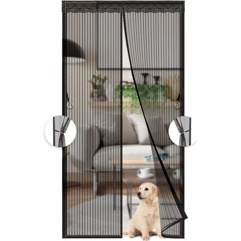 Schwarzes Magnetisches Moskitonetz Für Türen, Netzvorhang, Vollständig Geschlossene Tür, Selbstschließend Für Balkone, Einfache Montage, 100 X 220 Cm