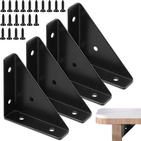 4-teiliges Eckwinkel-set, Schwarze Eckverstärkung, Metall-eckwinkel, Dreieckige Eckregalverstärkung, 66 Mm X 66 Mm Eckverstärkungen Für Holz, Betteckverbinder
