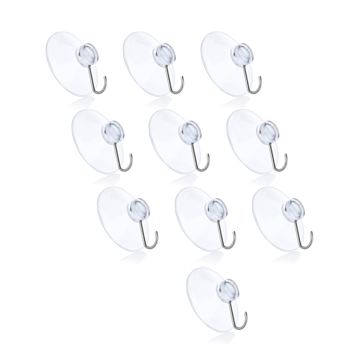 Set Mit 10 Saugnäpfen Mit Haken – Transparent – Für Fenster, Badezimmer Und Küche – Ideal Zur Fensterdekoration, Für Lichterketten Und Als Handtuchhalter – 40 Mm