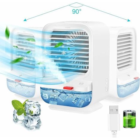 Ymyny Tragbare Klimaanlage, Mini 4-in-1 Usb-luftkühler, Luftbefeuchter, 3 Geschwindigkeitsstufen, Aromatherapie-funktion Mit Nachtlicht Für Zuhause Und Büro