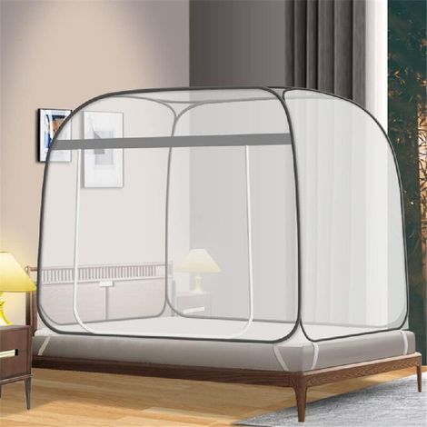Ymyny – Einziehbares Moskitonetz Für Doppelbett – Maße: 200 X 183 X 157 Cm – Polyester Mit Engmaschigem Netzgewebe – Einfache Montage Beim Camping