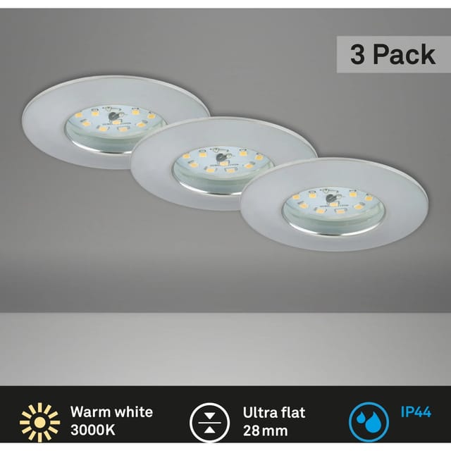 Briloner LED-Einbauleuchte Attach 3er-Set starr Alu