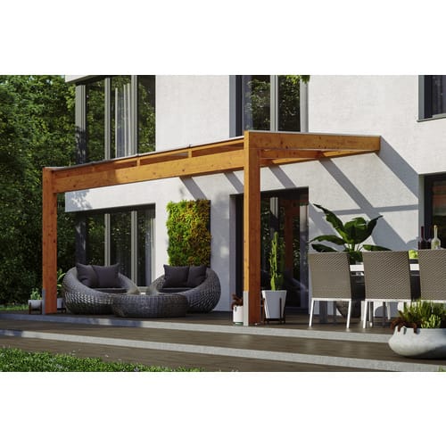 Skan Holz Terrassenüberdachung Novara 450 cm x 309 cm Eiche hell