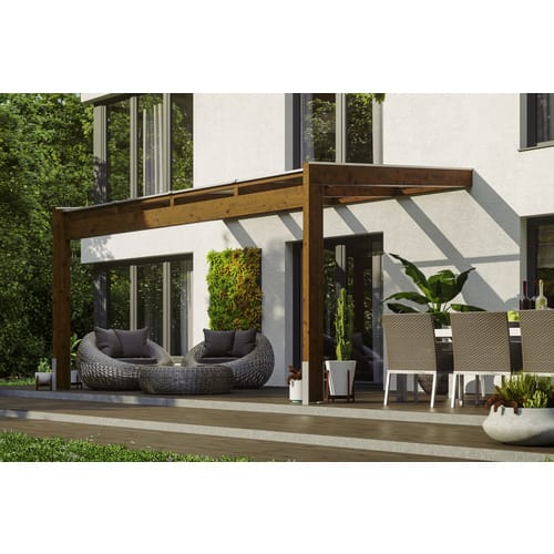 Skan Holz Terrassenüberdachung Novara 450 cm x 309 cm Nussbaum