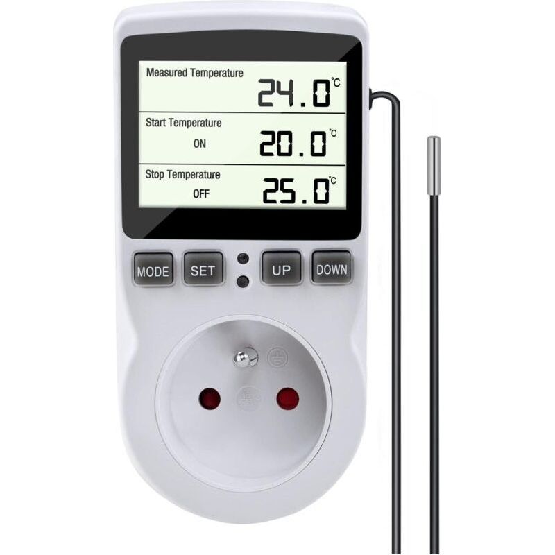 Aiperq – Programmierbarer Digitaler Thermostatstecker – Temperaturregelung – Bereich -40℃ Bis 120℃ – 1,8 M Sonde – Heiz- Und Kühlmodus