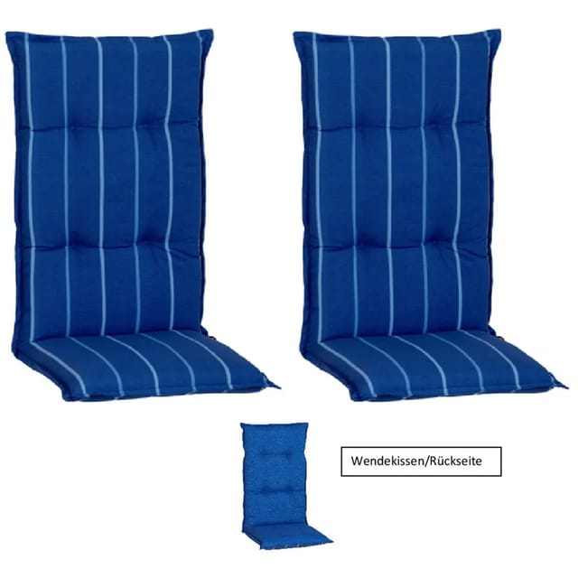 Beo Sitzauflage Hochlehner Tovarnik 2er-Set Blau-Weiß gestreift