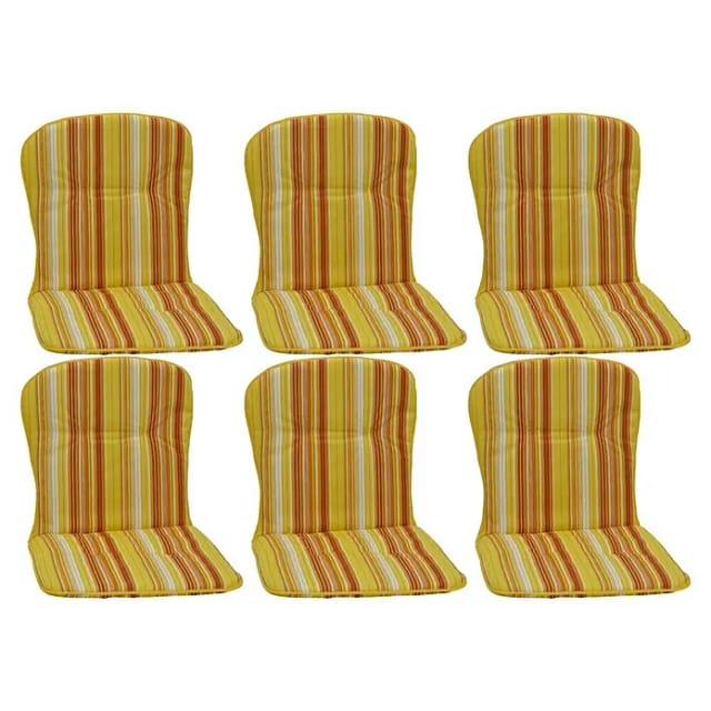 Beo Sitzauflage Niedriglehner Mono 6er-Set Gelb-Rot gestreift