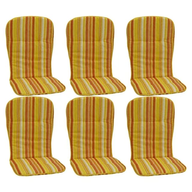Beo Sitzauflage Hochlehner Mono 6er-Set Gelb-Rot gestreift
