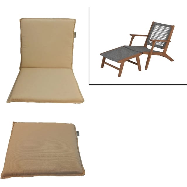 Acamp Sitzauflage Bangkok Beige für Relaxstühle 2-teilig mit separatem Fußteil