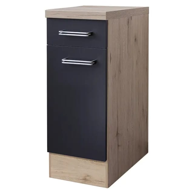 Flex-Well Exclusiv Küchen-Unterschrank Lara 30 cm Anthrazit-San Remo Eiche