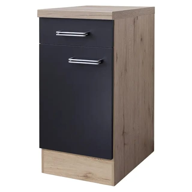 Flex-Well Exclusiv Küchen-Unterschrank Lara 40 cm Anthrazit-San Remo Eiche