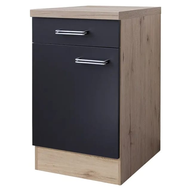Flex-Well Exclusiv Küchen-Unterschrank Lara 50 cm Anthrazit-San Remo Eiche