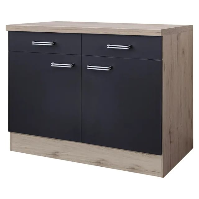 Flex-Well Exclusiv Küchen-Unterschrank Lara 100 cm Anthrazit-San Remo Eiche
