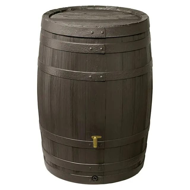 4Rain REgenfass Vino 400, Dunkelbraun Holzoptik