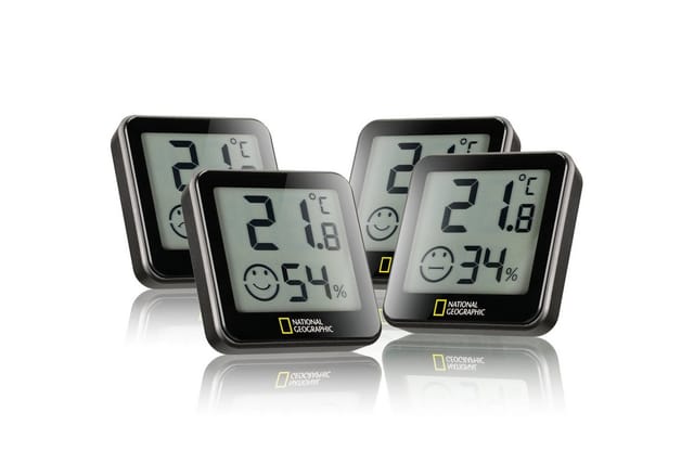 National Geographic Thermo-Hygrometer Tempy 4er Set Schwarz