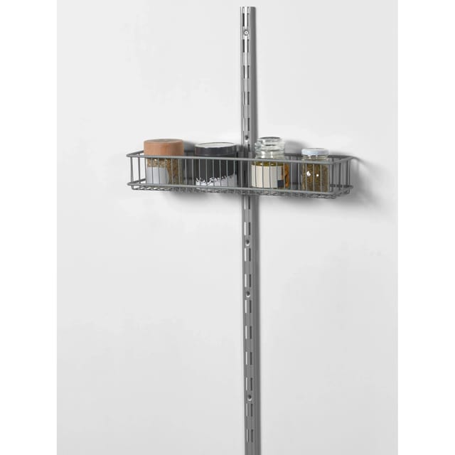 Metall-Drahtkorb 2-reihig 10,5 cm x 43,5 cm Weiß-Alu
