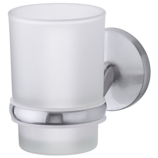 Fackelmann Glas mit Halter Fusion Edelstahloptik