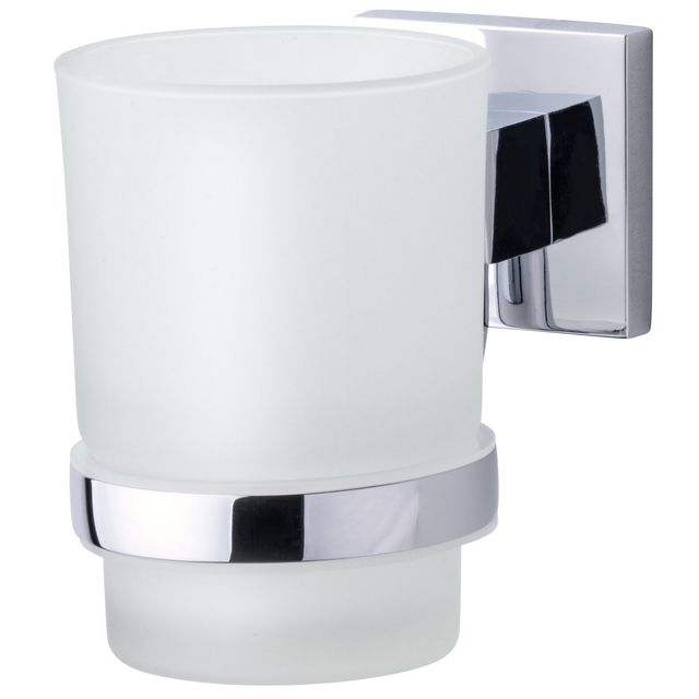 Fackelmann Glas mit Halter Mare Chromoptik