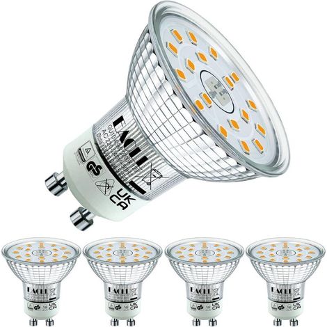 Gu10 Led-lampe, Warmweiß, 4,9 W, Entspricht Einer 70-w-halogenlampe, 4er-pack, 515 Lumen, 2700 K, Nicht Dimmbar, Flimmerfreies Licht, Breiter Abstrahlwinkel Von 120°, 230-v-reflektorlampe [energieklas