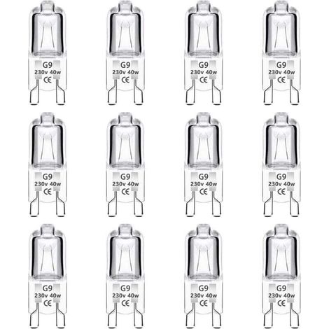 Ymyny 12er-pack G9-halogenlampen, 40 W, 230 V, Dimmbar 0–100 %, 480 Lm, Warmweiß (2700 K), G9-sockel, Flimmerfrei, Für Backöfen, Kronleuchter, Gartenleuchten Und Schrankbeleuchtung