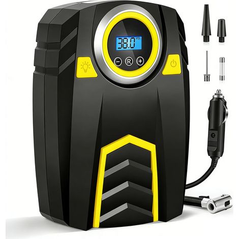 Tragbarer Luftkompressor Für Reisen – 12-v-reifenfüller Mit 4 Adaptern, Led- Und Numerischer Anzeige, 150 Psi Für Fahrzeuge/lkw/motorräder/velos/ballons