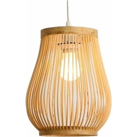 Pendelleuchte Rotin Beige – Stofflampe Für Den Krippen- Und Terrassenbereich – Éclairage Vintage 20 Cm – Einfache Installation Mit Inklusive Material