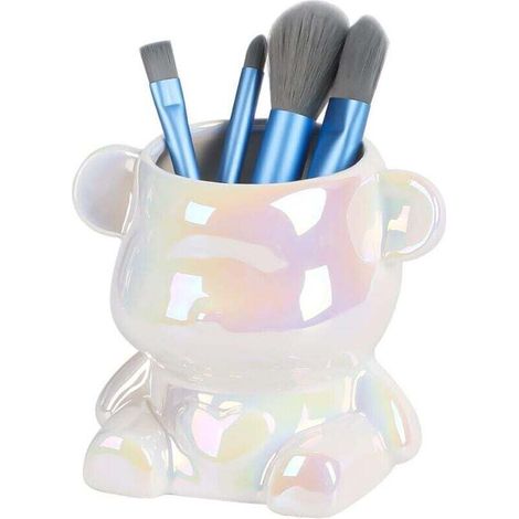 Niedlicher Bären-make-up-pinselhalter Aus Keramik, Organizer, Mini-becher, Kosmetikaufbewahrung