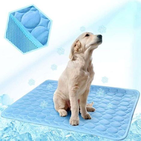 Waschbare Kühlmatte Aus Eisseide Für Hunde, Autositze (innen Und Außen) (blau, 70 X 55 Cm)