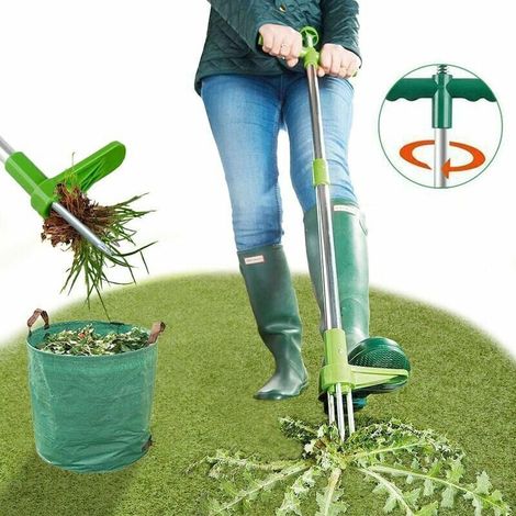 Unkrautstecher, Handbetriebenes Unkrautentfernungsgerät, 99 Cm Langer Garten-unkrautstecher Mit 3 Edelstahlzinken, Fußpedal Und Robustem Auffangbehälter