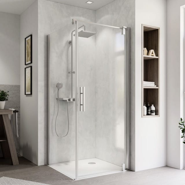 Breuer Drehtür rechts für Seitenwand Europa Design Chrom Klarglas 90 cm