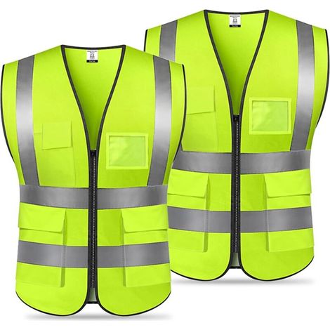 Aiperq – Reflektierende Sicherheitsweste Aus 100 % Polyester – 5 Taschen – Hohe Sichtbarkeit Beim Laufen, Radfahren Und Motorradfahren – 360°-sichtbarkeit