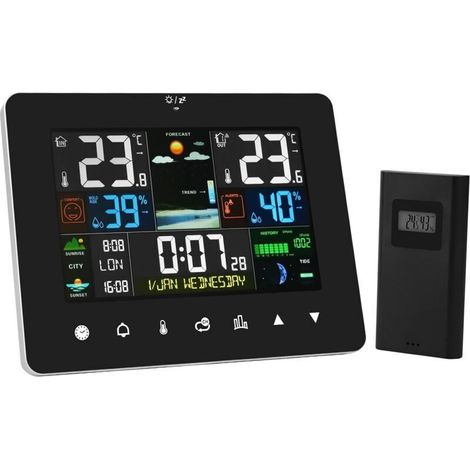 Professionelle Drahtlose Wetterstation, Digitales Thermometer Mit Innen-/außensensor, Farb-lcd-display, Hygrometer, Barometer, 8-stunden-wettervorhersage Für Haus Und Garten