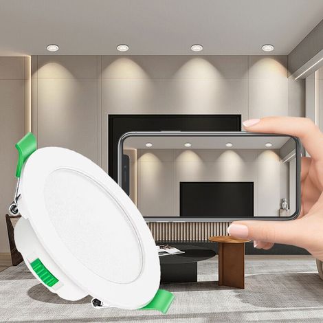 230-v-dimmbare Led-einbaustrahler, 10 X 7 W, 68 Mm, 3000 K Warmweiß, 4000 K Neutralweiß, 6000 K Kaltweiß, Deckeneinbaustrahler Mit 65–80 Mm Ausschnitt, Schutzart Ip44, Für Badezimmer