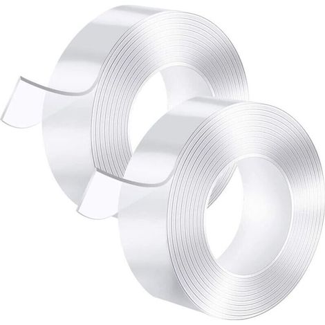 Nano Tape 2 Stück Waschbares Klebeband Multifunktionales Wiederverwendbares Silikonklebeband Spurloses Doppelseitiges Gel-klebeband Rutschfestes Doppelseitiges Klebeband (5 M 2 Cm 2 Mm)