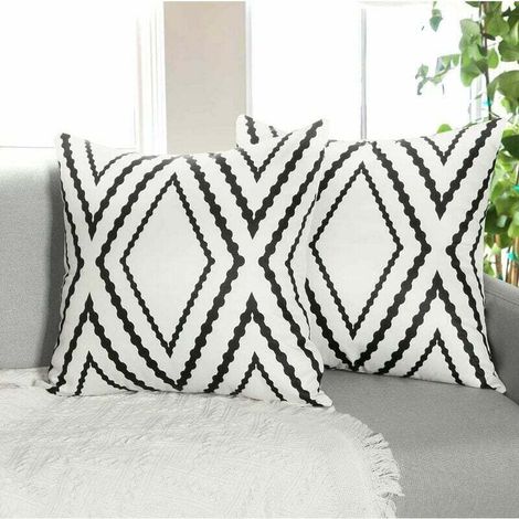 Set Mit 2 Schwarz-weißen Geometrischen Outdoor-kissenbezügen, Kissenbezug, Kopfkissen, Sofakissen, Boho-azteken-dekor-kissenbezug Für Sofa, Bett, Terrasse, Balkon, Garten (