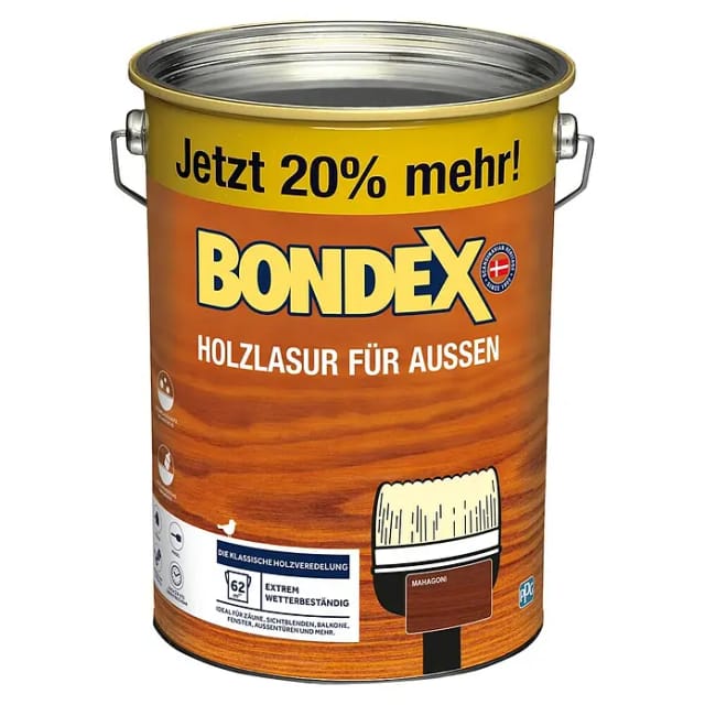 Bondex Holzlasur für Außen Mahagoni seidenglänzend 4,8,