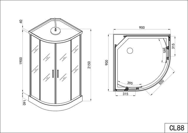 Sanotechnik Komplettduschkabine Rumba 215 cm x 90 cm x 90 cm