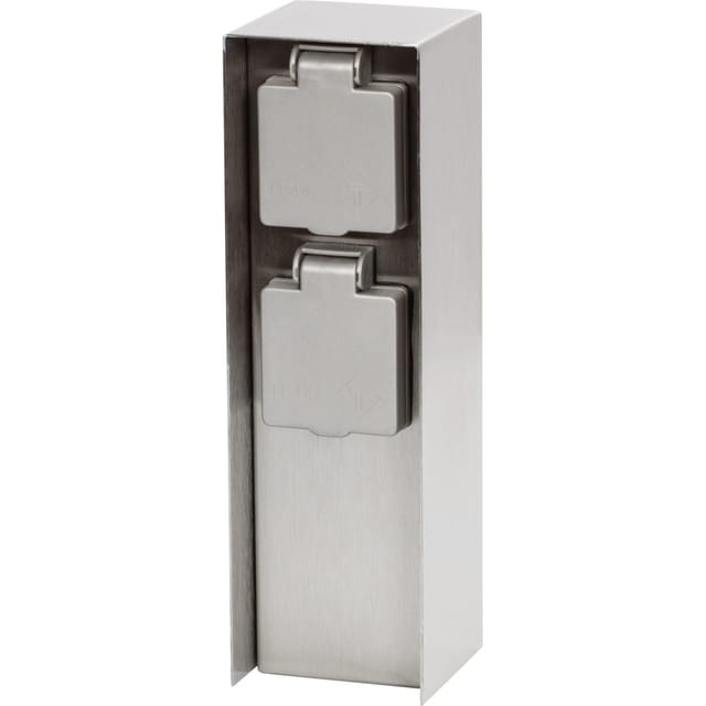 2-fach Steckdosensäule IP44 Silber