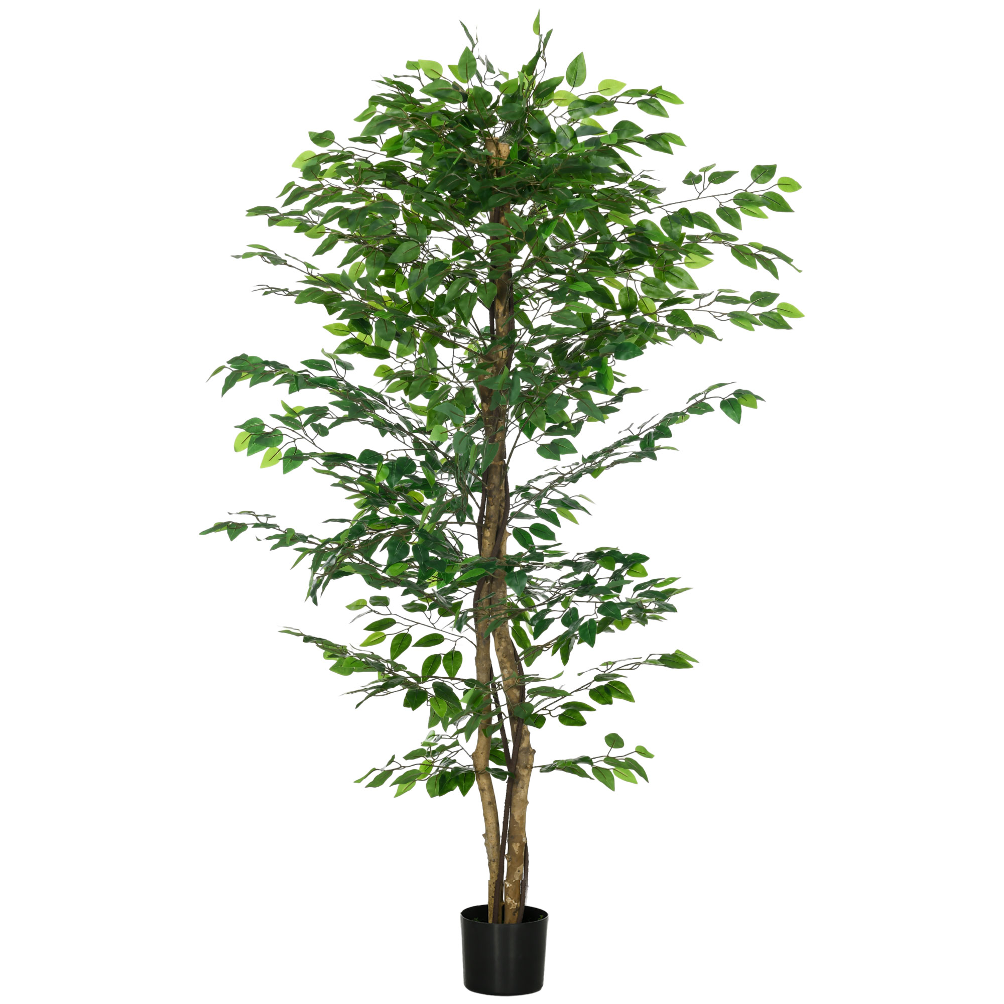Künstlicher Ficus-baum, Realistisch, Pflegeleicht, Inkl. Topf, 180 Cm Hoch, Grün