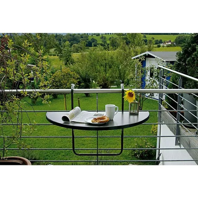 Barths Balkon-Hängetisch halbrund 100 cm x 50 cm anthrazit