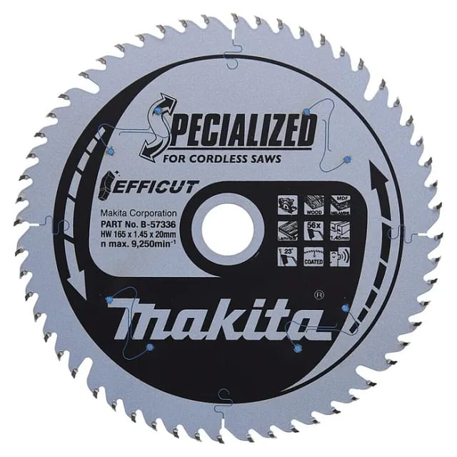 Makita Specialized Sägeblatt B-57336 Efficut 165 mm x 20 mm x 56Z