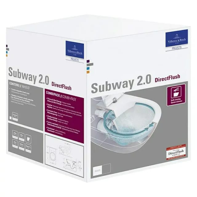 Villeroy & Boch WC-Set Subway 2.0 spülrandlos CeramicPlus Inkl. WC-Sitz