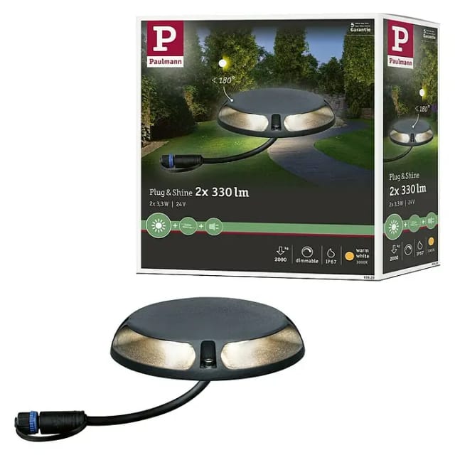 Paulmann Plug & Shine LED-Bodenaufbauleuchte IP67 Warmweiß 3,2 cm
