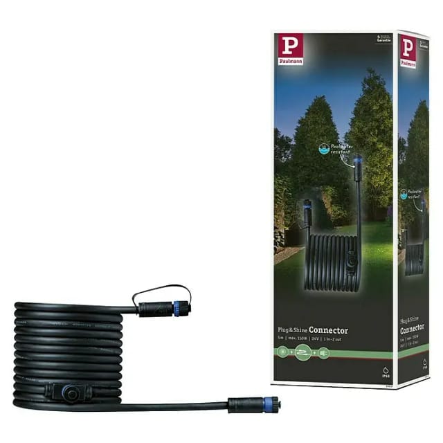 Paulmann Plug & Shine Kabel 1-in/2-out Schwarz 5 m IP68