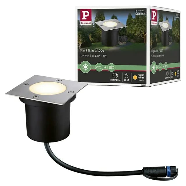 Paulmann Plug & Shine Bodeneinbauleuchte eckig Warmweiß IP65