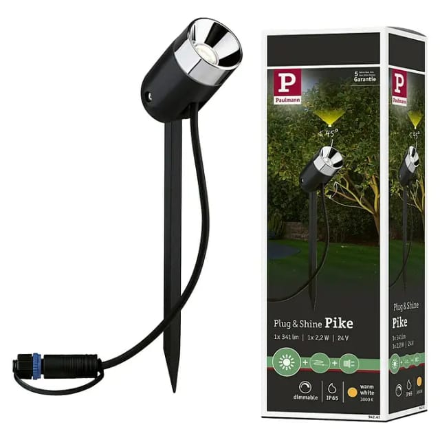 Paulmann Plug & Shine Spotlight Pike IP65 Warmweiß