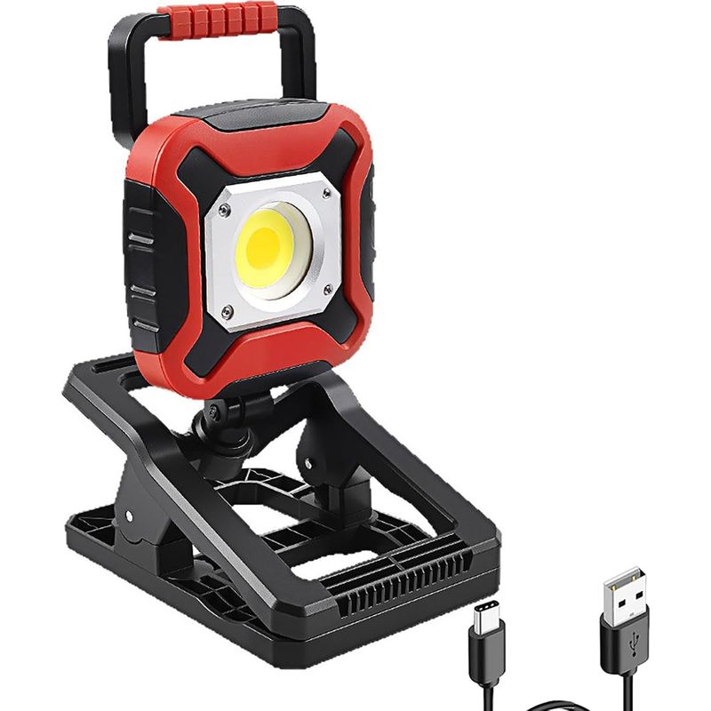 Wiederaufladbare Arbeitsleuchte, Superhelle Cob-arbeitsleuchte, Werkstattlampe Mit Magnetfuß, Externer Akku Für Notfälle In Der Garage (rot 3)