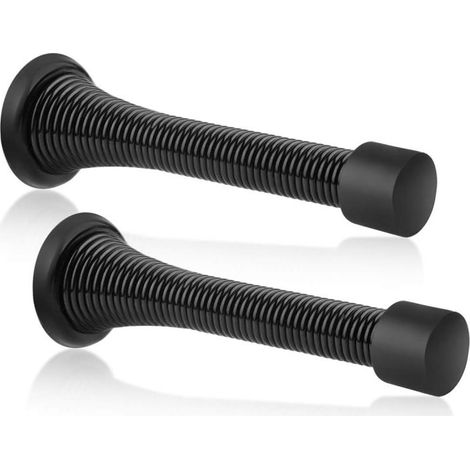 Set Mit 2 Schwarzen, Federbelasteten Türstoppern – 8,25 Cm Flexibler, Federbelasteter Türstopper Mit Schwarzen Gummispitzen