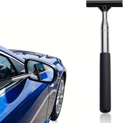 Auto-rückspiegelschaber, Teleskopierbare Edelstahlklinge, Weicher Silikonschaber, Schwarz (mini)